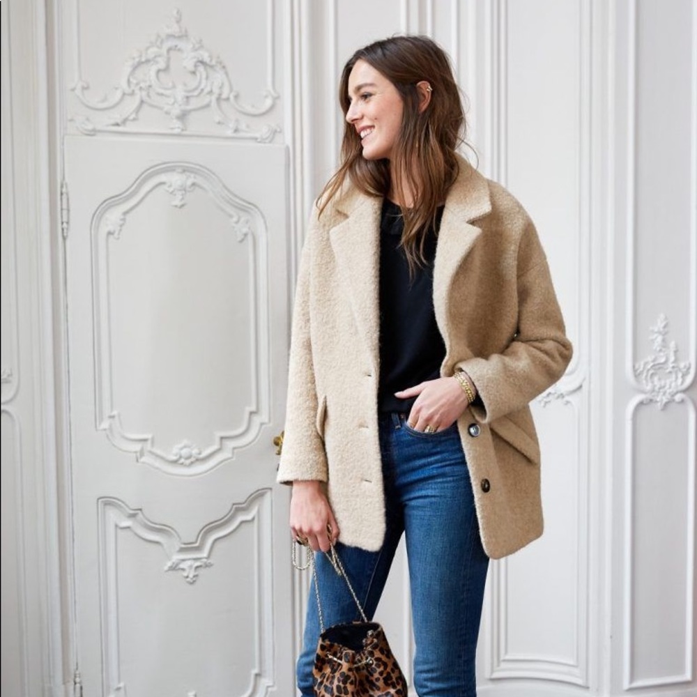 Sezane Bowie Herringbone Coat SZ 38